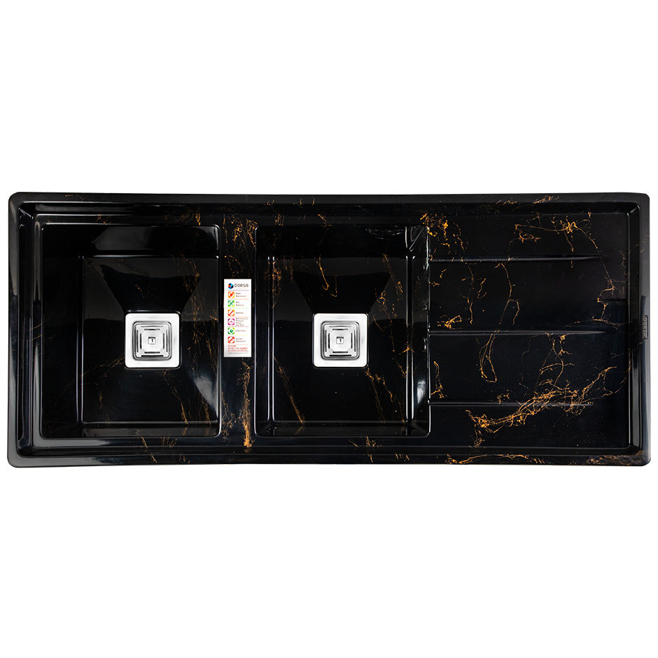 سینک گرانیتیDS3604-120مشکی طرح سنگ با رگه طلایی